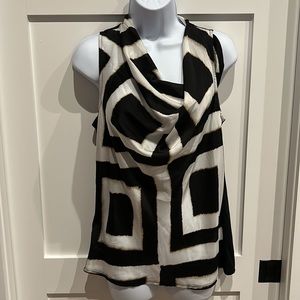 Ann tayler sleeveless scarf print blouse